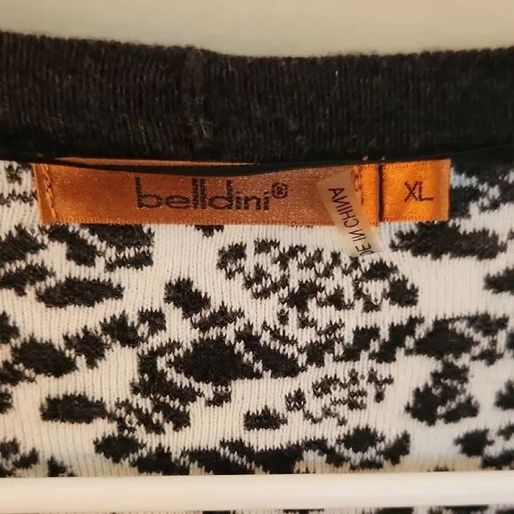 Belldini Black and White Knit Opem Cardigan Size XL - Picture 2 of 6